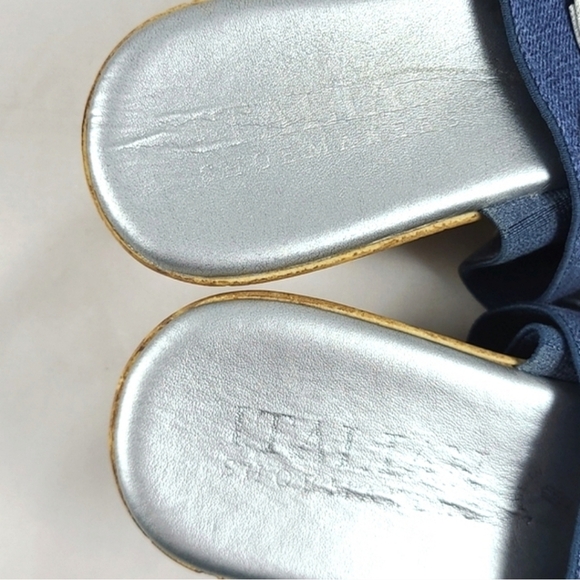 Italian Shoemakers Vivian Slip On Wedge Platform Denim Blue Sandals Straps Sz 10 - Picture 7 of 15